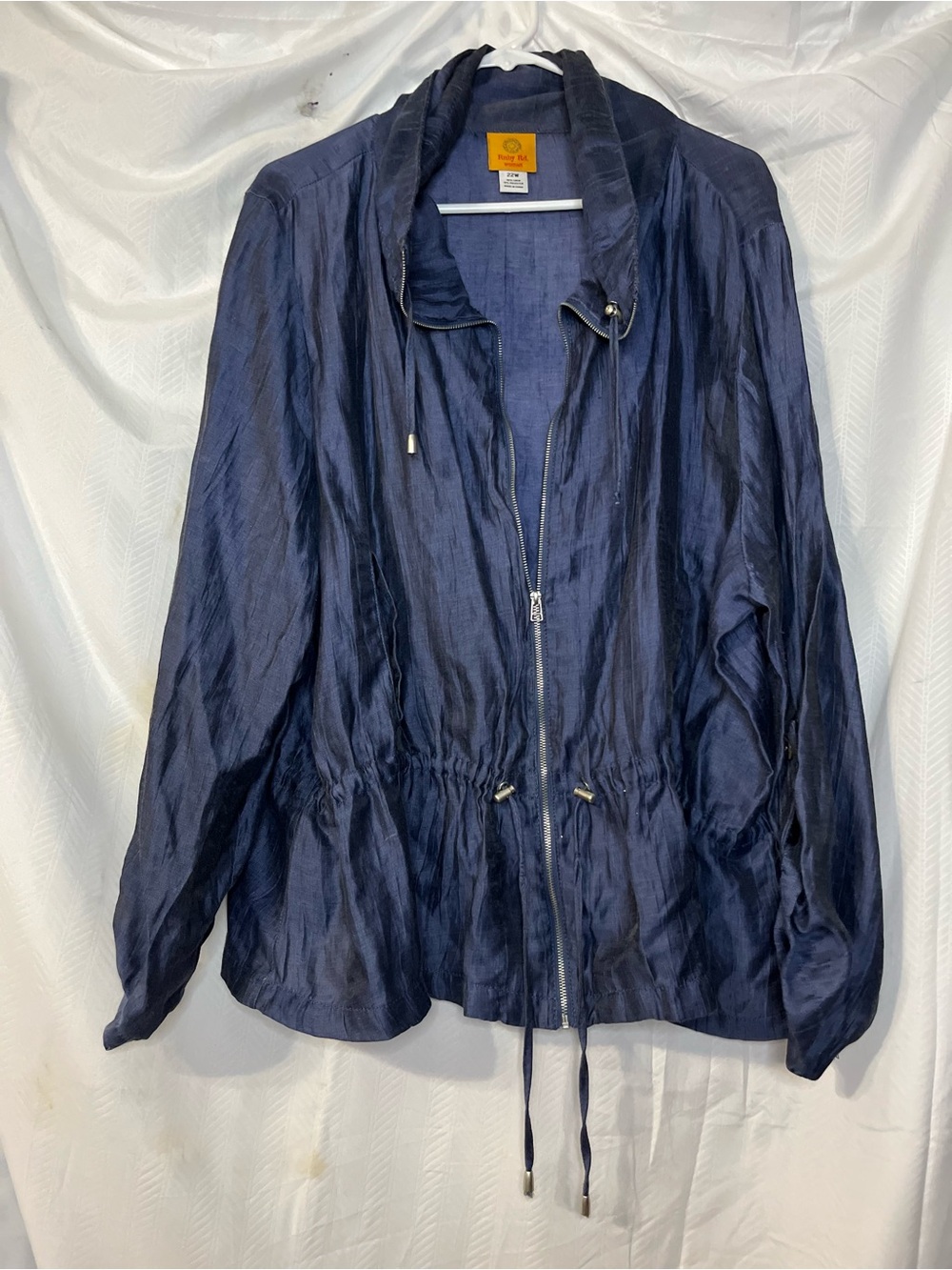 Ruby Rd. Iridescent Navy Zip-Front Utility Jacket - Picture 3 of 5